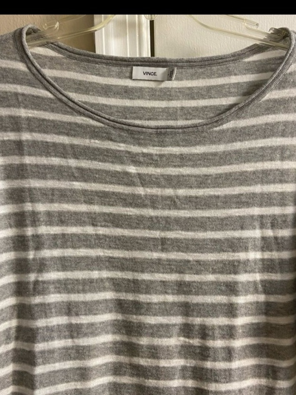 Vince Striped Knit Top in Gray & White cotton Large - Picture 4 of 8